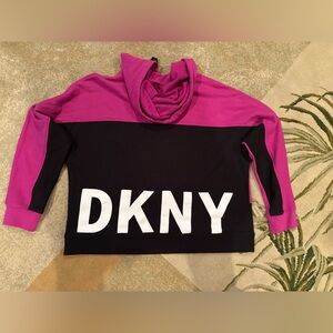 DKNY Fuchsia and Black Color Block Hoodie - Women’s size L